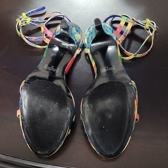 NINE WEST MULTI-COLOR STRAPPY STILETTOS HIGH HEEL SANDAL - Picture 11 of 14